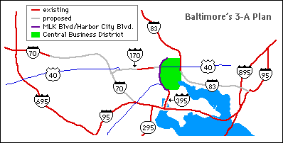 Map of Baltimore interstates