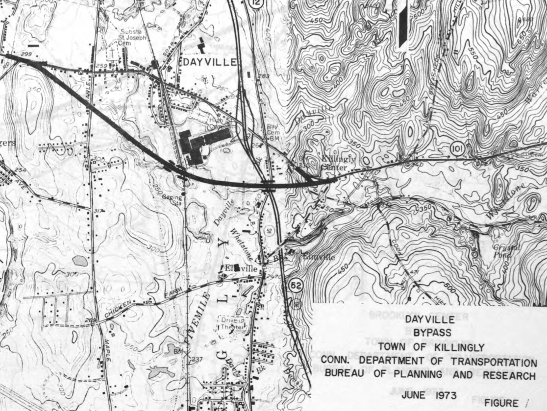 Dayville Bypass plan, June 1973