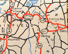Route 211, scanned from official Connecticut State map, 1948.
