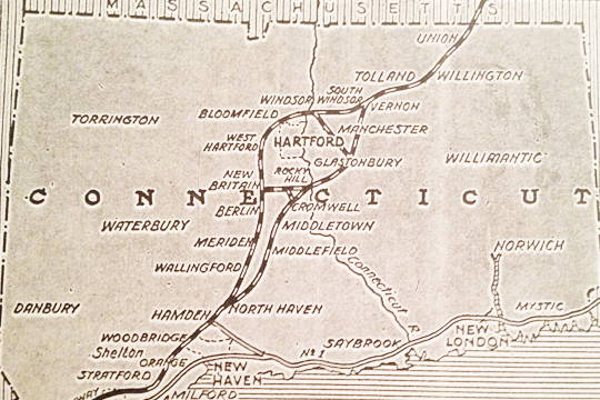 Proposed Merritt Highway Extension, Feb. 1937, as shown in New York Times.