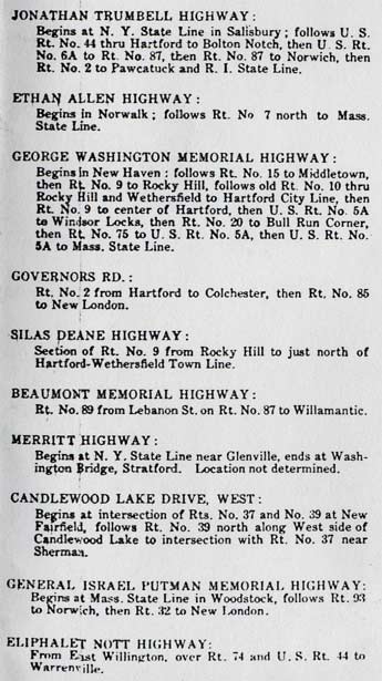 1935 map excerpt, list of highways