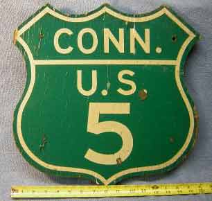 Green US 5 shield, from New Haven, sold on eBay in 2006